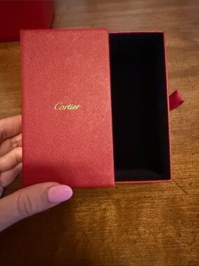 Cartier Red and Gold Small Jewelry Box with Black Interior